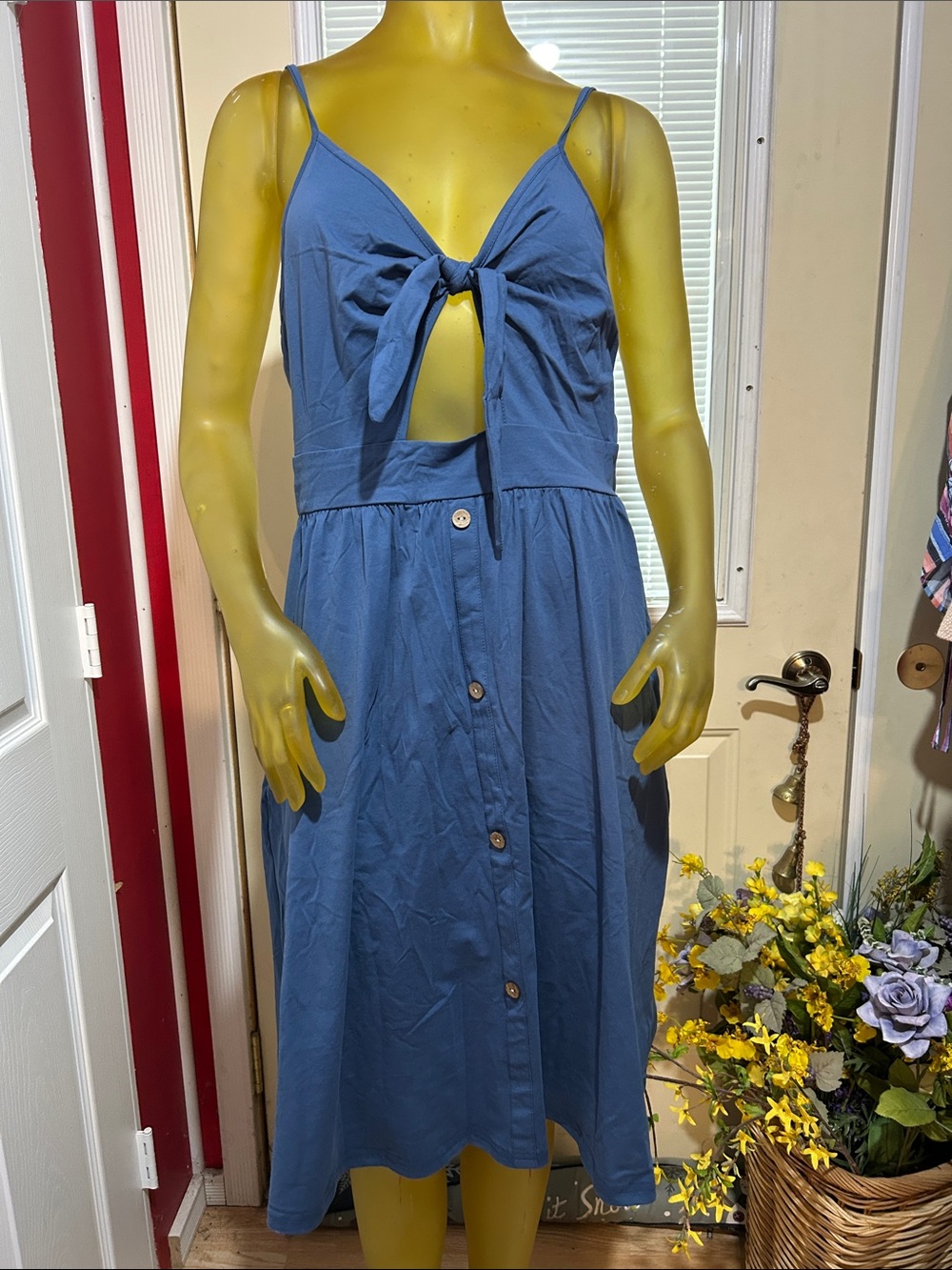 NWT VotePretty Blue Tie-Front Midi Dress